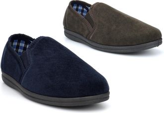 Generic Mens Extra Large Slippers Size 6 Boys Slippers Size 14 Carpet Slipper Mens Carpet Slipper Extra Large Slip On Memory Foam Sizes 6-14 Brown/Navy 10 UK