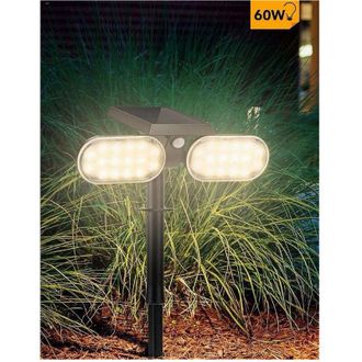 Trade Shop Trade Shop Traesio - Trade Shop - Faretto Doppio A Led Snodabile Ricaricabile Pannello Solare Picchetto Yh0518-pir