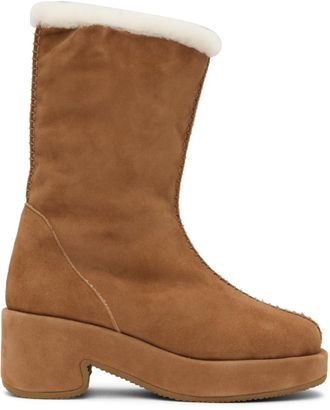 【関税&送料込】Chloe Cognac-Coloured Ambre Ankle Boot Ambre leather ankle boots in brown - Chloe | Mytheresa