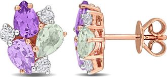 Delmar Green Quartz Amethyst & White Topaz Cluster Stud Earrings in Green/Purple at Nordstrom Rack