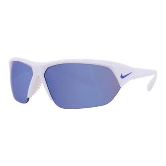 Nike Sunglasses Shield Semi Rim, White Grey Frame And Blue Mirror Lens Skylonacefq4683104