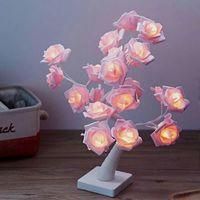 OEM L&aacute;mpara De Escritorio Rosa Con Forma De Bons&aacute;i, 24 Led, Funciona Con Pilas, Decorativa Para Sal&oacute;n O Dormitorio. - Crezuo