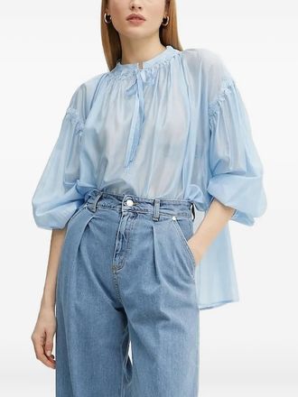 Ermanno Scervino Top con bordo in pizzo - Blu