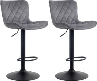 Clp Set de 2 Taburetes de bar regulable en Terciopelo Gris oscuro