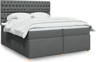 vidaXL Cama Box Spring Con Colch&oacute;n Tela Gris Oscuro 200x200 Cm Vidaxl
