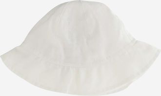 Il Gufo Girls Baby Linen Hat With Vichy Bow White Shell: Linen; Lining: Cotton