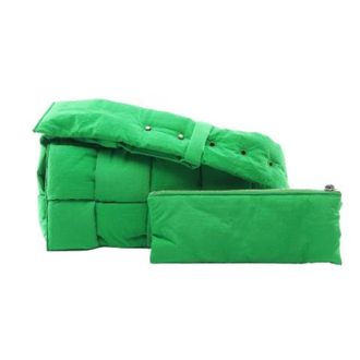 Bottega Veneta Pre-owned Shoulder Bags, female, Green, Size: ONE SIZE Pre-owned Padded Cassette Nylon Shoulder Bag