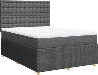 vidaXL Cama Box Spring Con Colch&oacute;n Tela Gris Oscuro 160x200 Cm Vidaxl