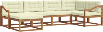 vidaXL Conjunto De Sof&aacute;s De Exterior 6 Uds. Natural Y Crema Vidaxl