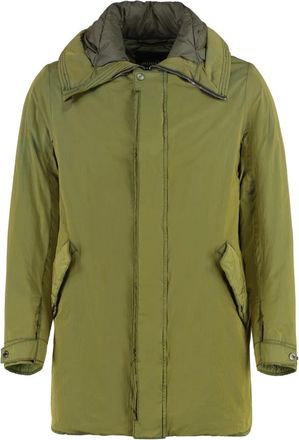 Moorer Gewatteerde nylon jas met capuchon - Heren - Mantel - Geel - M - Nylon - Jassen