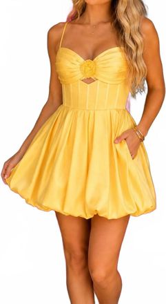 Jovani Allie Satin Bubble Hem Mini Dress In Yellow