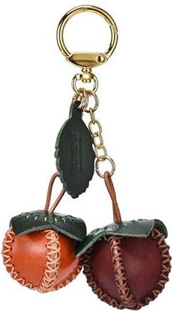 OLD TREND Simi Genuine Leather Mini Fruit Key Charm in Caramel & Wine at Nordstrom