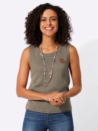 Casual Looks Pullunder CASUAL LOOKS Stricktop, Damen, Gr. 36, schlamm, 100% Polyacryl, unifarben, Pullover Pullunder