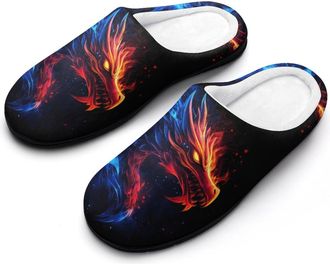 Generic Dragon Funny Womens Cotton Slippers Shoes Novelty Soft Non-Slip Sole Home Shoe