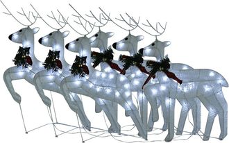 vidaXL Renos De Navidad 6 Unidades 120 Led Blanco Vidaxl