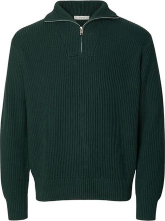 Selected Jersey de punto con media cremallera Dry - Knitwear - Hombre - Verde - 2XL