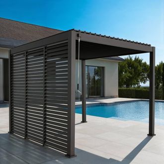 Sweeek Louvered Pergola Aluminium 3 X 3m V2 & 3 100cm Louver Panels in Grey