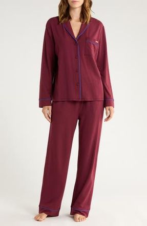 Lunya Slumberknit Pajamas in Calliope Wine/Royal Lagoon at Nordstrom Rack, Size Large