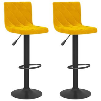vidaXL Taburetes De Cocina 2 Unidades Terciopelo Amarillo Mostaza Vidaxl