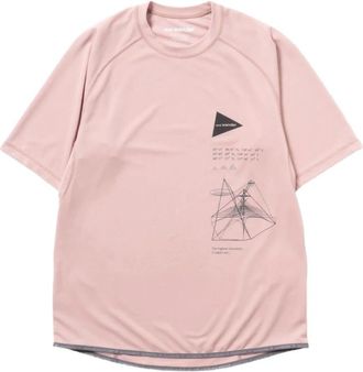 And Wander T-Shirts, female, Pink, S, Pink Graphic Print Crew Neck T-shirt