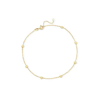 Canaria Canaria Italian 3mm 10kt Yellow Gold Bead Station Anklet