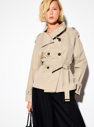 Icone Womens Cropped belted trench coat