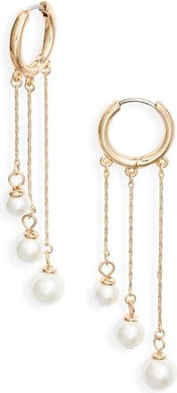Nordstrom Graduated Faux Pearl Linear Drop Earrings in White- Gold at Nordstrom