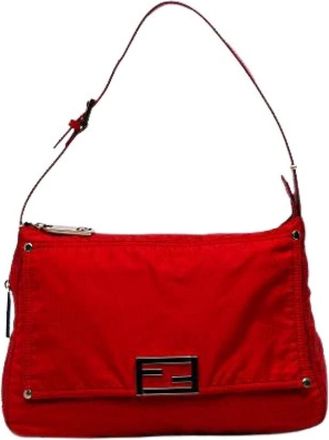 Fendi Pre-owned Shoulder Bags, female, Red, Size: ONE SIZE Pre-owned Vintage Nylon Shoulder Bag