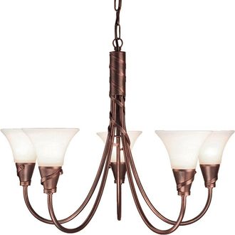 Loops 5 Bulb Chandelier Hanging Pendant LIght Copper Patina LED E14 60W Bulb