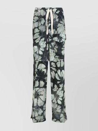 Dries Van Noten floral pattern silk trousers with wide leg