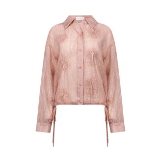 Nukus Nukus, Overhemden, Dames, Roze, 2Xl, Nylon, Ally Blouse Borduurwerk