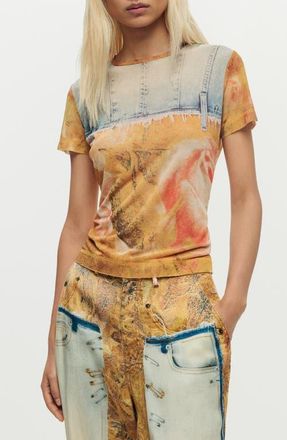 Desigual Patchwork Pattern T-Shirt in Medium Beige at Nordstrom, Size X-Small