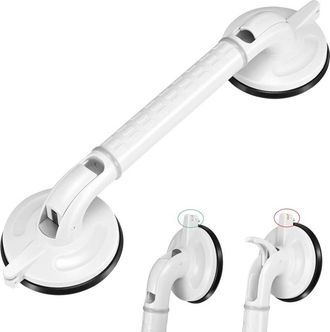 OEM Barra De Ducha Con Ventosa De 46 Cm - Indicador De Seguridad, Asas Para Personas Mayores Y Discapacitadas - Agarre Antideslizante - Ventosas Grandes Y