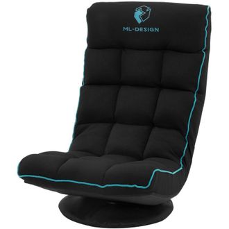 ML Design ML-Design Sedia Gaming da Pavimento Ergonomica Imbotita Nero e Turchese girevole 360&deg; a Supporto Lombare e Poggiatesta, Poltrona da Ufficio Girevole