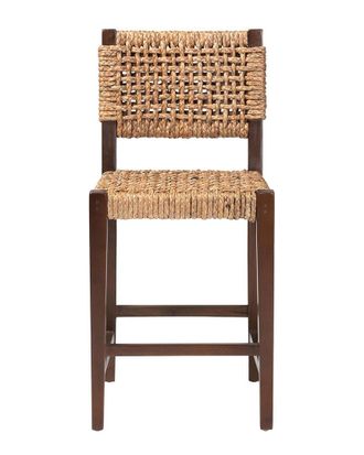 Baxton Studio Alise Handwoven Seagrass Counter Stool With Mahogany Wood Frame
