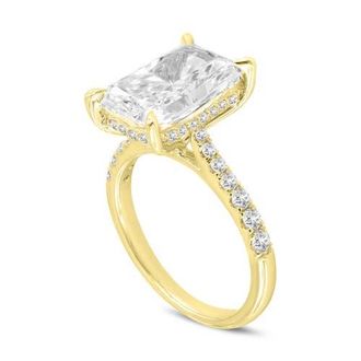 LuvMyJewelry Bayan 14K Yellow Gold Radiant Cut Lab Grown Diamond Hidden Halo Engagement Ring - 5.5 Ct at Nordstrom