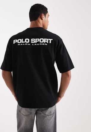 Polo Ralph Lauren T-shirt nera sportiva vestibilità comoda con stampa sulla schiena-Nero
