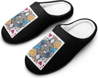 Generic Jack Of Hearts Playing Card Funny Mens Cotton Slippers Soft Non-Slip Rubber Sole House Slipper Indoor Outdoor