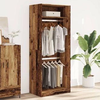 Berkfield Home Wardrobe Old Wood 80x50x200 cm Engineered Wood in Brown | Size: 80 x 50 x 200 cm