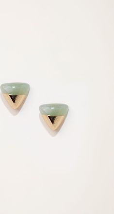 Fat Face FatFace Triangle Stone Stud Earrings in Green