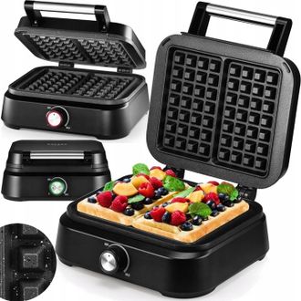 OEM Gofrera Grande Inteligente Mozano, 2200 W, Color Negro, 2 Gofres Grandes Y Deliciosos