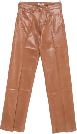 L'agence Clayton Coated Wide-Leg Jean - Dames - Wijde Broeken - Bruin - W26 - Katoen - Broeken