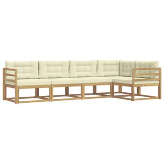 vidaXL Conjunto De Sof&aacute;s De Exterior 4 Pcs Blanco Y Crema Poli&eacute;ster Vidaxl