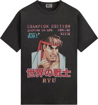 Kith x Capcom ryu T-shirt met print - Zwart