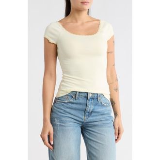 Abound Lace Trim T-Shirt in Yellow Frost at Nordstrom Rack, Size X-Small