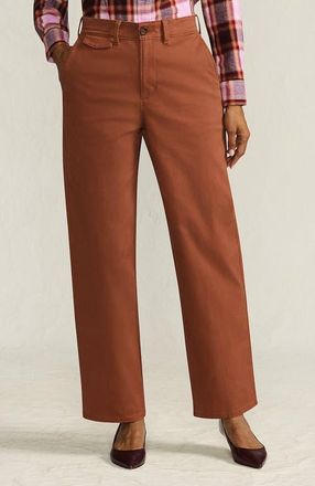 Lands End Chino High Rise Rail Straight Leg Pants in Rich Ginger Brown at Nordstrom, Size 10Short