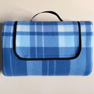 OEM Manta De Picnic Xxl De Forro Polar, 200 X 200 Cm, Con Aislamiento T&eacute;rmico, Impermeable, Con Asa De Transporte (cuadros Azules)