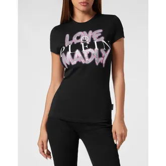 Philipp Plein T-Shirt Sexy Pure With Crystals Women in Black/fuxiafluo at Nordstrom, Size X-Small