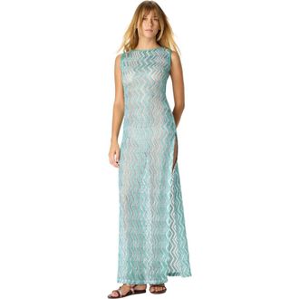 Missoni Long Mesh Cover-up Dress With Zigzag Pattern, Sequins, And Cut-out Detail in Light Blue at Nordstrom, Size 42 It