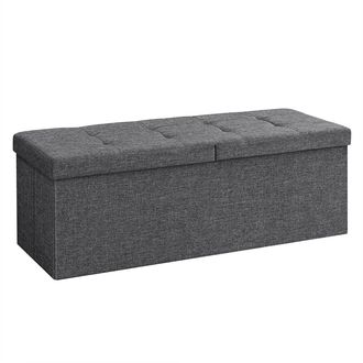 Songmics Pouf Cassapanca Pieghevole Contenitore Carico Statico Max. Di 300 Kg 110 X 38 X 38 Cm, Grigio Scuro